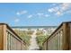 Direct beach access via wooden stairs leading to the beach and ocean beyond at 2504 North Ocean Blvd. # 436, Myrtle Beach, SC 29577