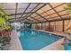 Enclosed heated saltwater pool with benches and American flag at 2710 Ocean Blvd. S # 406, Myrtle Beach, SC 29577