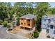 Aerial view of home under construction, neighboring homes and mature trees at 301 Crossing Ct., Myrtle Beach, SC 29588