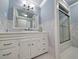 Elegant bathroom with marble tile and a walk in shower at 462 Mohican Dr., Georgetown, SC 29440