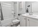 Clean bathroom with a white vanity, toilet, and bathtub with shower, providing a functional space at 775 Oyster Bluff Dr., Myrtle Beach, SC 29588