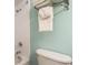 Simple bathroom featuring a toilet, shower, and a towel rack at 1501 S Ocean Blvd. # 811, Myrtle Beach, SC 29577