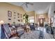 Spacious living room with a high ceiling, neutral walls, and inviting seating arrangements at 1579 Southwood Dr., Surfside Beach, SC 29575