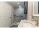 Bathroom with walk-in shower and marble tile at 2501 S Ocean Blvd. # 1219, Myrtle Beach, SC 29577