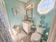 Bathroom with light teal walls and white vanity at 299 Lake Arrowhead Rd., Myrtle Beach, SC 29572
