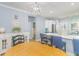 Modern kitchen with white cabinets, blue backsplash and breakfast bar seating at 306 River Rock Ln. # 1304, Murrells Inlet, SC 29576