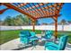 Enjoy this shaded patio area with metal furniture at 357 Encore Circle, Myrtle Beach, SC 29579