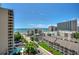 Aerial view of oceanfront property, showing nearby hotels and beach at 7500 N Ocean Blvd. # 6145, Myrtle Beach, SC 29572