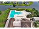 Aerial view of a community pool with lounge chairs and mature trees around the perimeter at 980 Desert Wheatgrass Dr., Myrtle Beach, SC 29579