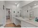 Double vanity bathroom with a walk-in shower at 161 Saddle St, Conway, SC 29527
