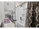 Simple bathroom with a bathtub and geometric shower curtain at 324 Golan Circle # B, Myrtle Beach, SC 29579