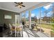 Relaxing screened porch with table and chairs, overlooking backyard at 417 San Benito Ct., Longs, SC 29568