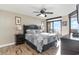 Bedroom with ocean view and comfortable queen-size bed at 501 S Ocean Blvd. # 304, North Myrtle Beach, SC 29582