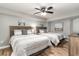 Bedroom with two twin beds and ceiling fan at 501 S Ocean Blvd. # 304, North Myrtle Beach, SC 29582