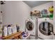 Laundry room with washer, dryer, and shelving for storage at 575 Mossbank Loop, Longs, SC 29568