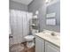 Clean bathroom with shower/tub combo, vanity, and white linen at 612 River Oaks Dr. # 55-C, Myrtle Beach, SC 29579