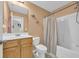 Cozy bathroom features a shower/tub combo and single vanity at 1240 Pineridge St., Conway, SC 29527