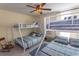 Bedroom with a bunk bed, and blue and white striped bedding at 136 Timber Oaks Dr., Myrtle Beach, SC 29588