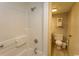 Clean bathroom with shower/tub, toilet, and vanity at 1501 S Ocean Blvd. # 1542, Myrtle Beach, SC 29577