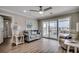 Comfortable seating area with glass sliding door and cozy accent pieces at 301 43Rd Ave. N, North Myrtle Beach, SC 29582