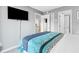 Bedroom with a queen bed and access to the bathroom at 5905 South Kings Hwy. # 5105-D, Myrtle Beach, SC 29575