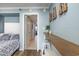 Bedroom with small breakfast bar and view into hallway at 6900 N Ocean Blvd. # 1439, Myrtle Beach, SC 29572