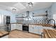 Modern kitchen with butcher block countertops, stainless steel appliances & floating shelves at 1600 Gibson Ave., Myrtle Beach, SC 29575