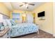 Queen-size bed, coastal decor, and ocean view at 1706 S Ocean Blvd. # 805, North Myrtle Beach, SC 29582