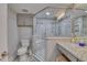Modern bathroom with a large walk-in shower at 1990 N Waccamaw Dr. # 1109, Garden City Beach, SC 29576