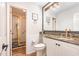 Updated bathroom with granite vanity and shower at 245 Windover Dr., Pawleys Island, SC 29585