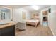 Cozy basement bedroom with a comfortable bed at 245 Windover Dr., Pawleys Island, SC 29585