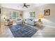 Comfortable living room with a ceiling fan, cozy seating, and a decorative area rug at 489-3 Golden Bear Dr. # 3, Pawleys Island, SC 29585