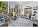 Bright sunroom with floor-to-ceiling windows offering serene views of the outdoor landscape at 489-3 Golden Bear Dr. # 3, Pawleys Island, SC 29585