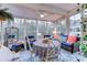 Relaxing sunroom with wicker furniture, a dining table, and lush greenery at 5508 Whistling Duck Dr., North Myrtle Beach, SC 29582
