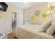 Bright bedroom with a queen bed and built-in shelving at 6001 - 1243 S Kings Hwy., Myrtle Beach, SC 29575
