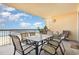 Oceanfront balcony with table and chairs, perfect for relaxing at 8500 Margate Circle # 606, Myrtle Beach, SC 29572