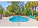 Inviting pool area with tropical landscaping, lounge chairs, and a serene setting at 113 Preservation Dr., Myrtle Beach, SC 29572