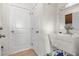 Modern powder room featuring a unique wall-mounted sink and fixtures at 113 Preservation Dr., Myrtle Beach, SC 29572