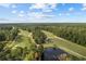 Scenic aerial view of a golf course with lush greenery, a tranquil pond, and well-maintained fairways at 141 Foxford Dr., Conway, SC 29526