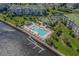 Aerial view of resort community with pool, clubhouse, and waterway at 2180 Waterview Dr. # 812, North Myrtle Beach, SC 29582
