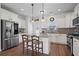 Kitchen boasts stainless steel appliances and granite island with seating at 626 Notting Hill Ct., Conway, SC 29526