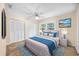 Comfortable bedroom with carpet, ceiling fan, and built-in shelving at 7602 Porcher Dr. # C, Myrtle Beach, SC 29572