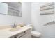 Clean bathroom with single sink vanity, toilet and shower at 804 Geddings Dr., Myrtle Beach, SC 29588
