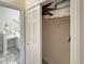 Bedroom closet with shelf and plentiful storage area for linens, pillows, and blankets at 1109 Peace Pipe Ln. # 201, Myrtle Beach, SC 29579