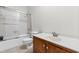Bathroom with tub, shower, and a wood vanity with white countertop at 112 Staton Ln., Longs, SC 29568