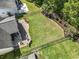 Aerial view showcasing a well-manicured lawn with a patio, fenced-in yard, and beautifully landscaped surroundings at 2450 Craven Dr., Myrtle Beach, SC 29579