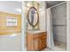 Bathroom featuring vanity with countertop and walk-in shower at 3545 Marion Ln., Murrells Inlet, SC 29576