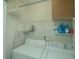 Laundry closet with washer, dryer, and storage shelves at 4625 Lightkeepers Way # L, Little River, SC 29566