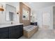 Modern bathroom with double vanity and bathtub at 477 Starlit Way, Myrtle Beach, SC 29579