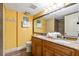Bright bathroom with double sinks, granite countertop, and shower/tub combo at 5308 N Ocean Blvd. # 1406, Myrtle Beach, SC 29577